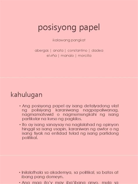 Posisyong Papel – Kahulugan At Ang Halimbawa Nito.